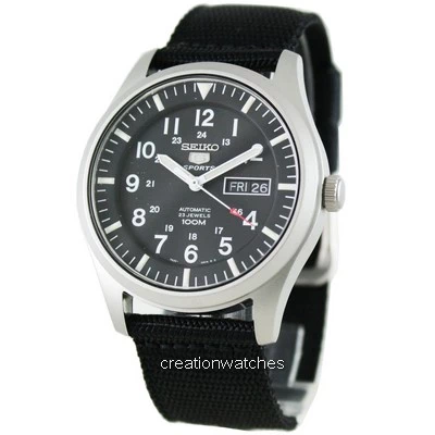Relógio masculino Seiko 5 esportivo recondicionado com mostrador preto automático SNZG15 SNZG15K1 SNZG15K 100M