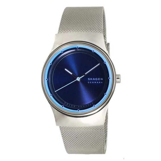 Refurbished Skagen Sol Stainless Steel Mesh Ocean Blue Dial Solar Powered SKW3024 Women's Watch