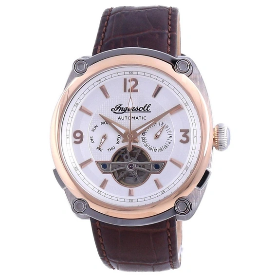 Reloj automático Ingersoll The Michigan con esfera blanca y corazón abierto I01103B para hombre reacondicionado