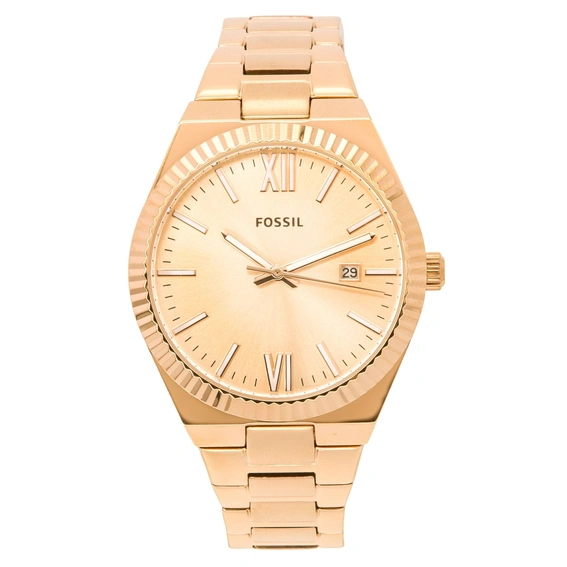 Refurbished Fossil Scarlette Rose Gold Stainless Steel Rose Gold Sunray Dial Quartz ES5258 Women's Watch