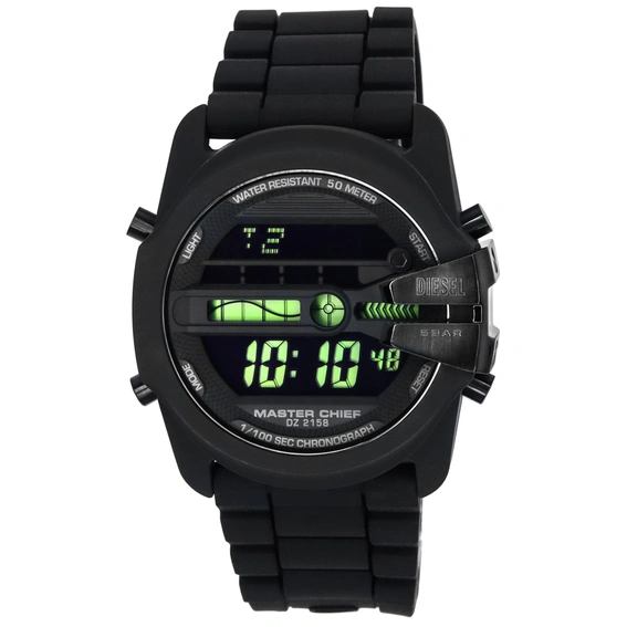 นาฬิกาข้อมือชาย Diesel Master Chief หน้าปัดสีดำ สายซิลิโคน รุ่น DZ2158 ที่ได้รับการปรับปรุงใหม่