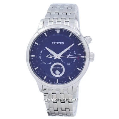 Relógio masculino Citizen Eco-Drive Moon Phase Blue Texturizado, fabricado no Japão AP1050-56L, reformado