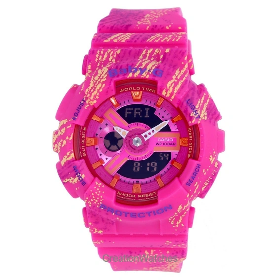 Reloj analógico digital Casio Baby-G con correa de resina y esfera multicolor, cuarzo BA-110TX-4A, 100 m, para mujer, reacondicionado