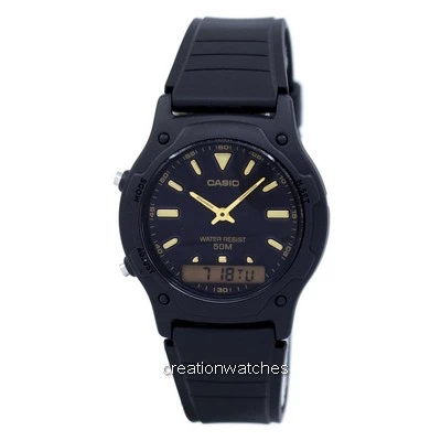 Relógio masculino Casio analógico digital duplo fuso horário quartzo casual AW-49HE-1AVDF reformado