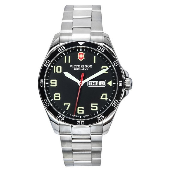 Victorinox Swiss Army FieldForce aço inoxidável mostrador preto quartzo 241849 100M relógio masculino