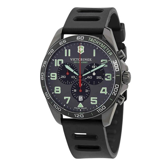 Montre pour homme Victorinox Swiss Army Fieldforce Sport chronographe bracelet en caoutchouc cadran gris Quartz 241891 100M