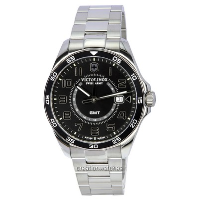 Relógio masculino Victorinox Fieldforce Classic GMT mostrador preto quartzo 241930 100M