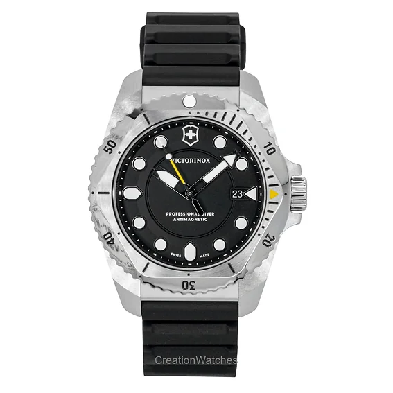 Victorinox Dive Pro Rubber Strap Matt Black Dial Quartz Diver's 241990 300M Men's Watch