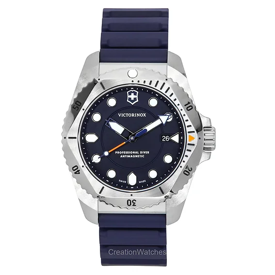 Victorinox Dive Pro Rubber Strap Blue Dial Quartz Diver's 241991 300M Men's Watch