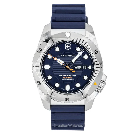 Victorinox Dive Pro Rubber Strap Matt Blue Dial Automatic Diver's 241995 300M Men's Watch