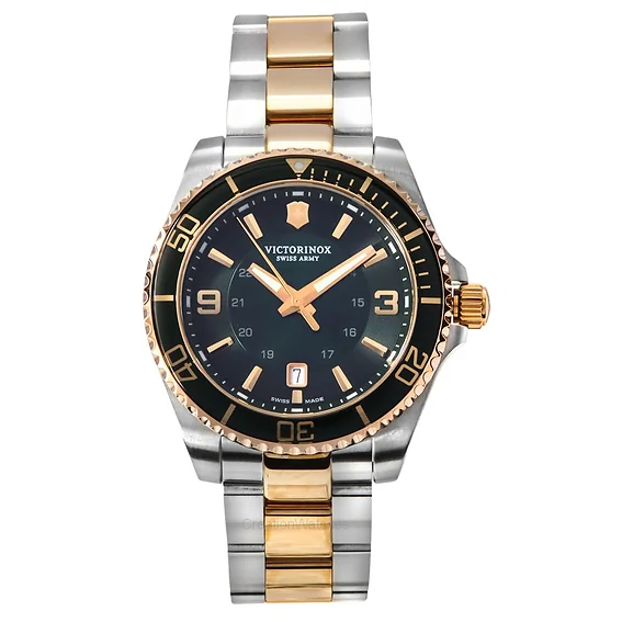 Victorinox Swiss Army Maverick Large Two Tone Stainless Steel Green Dial Quartz 242008 100M Men's Watch