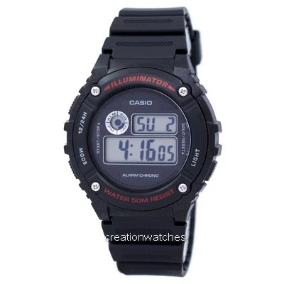 Casio Sports Illuminator Alarm Chrono Digital W-216H-1AV W216H-1AV Reloj para hombre
