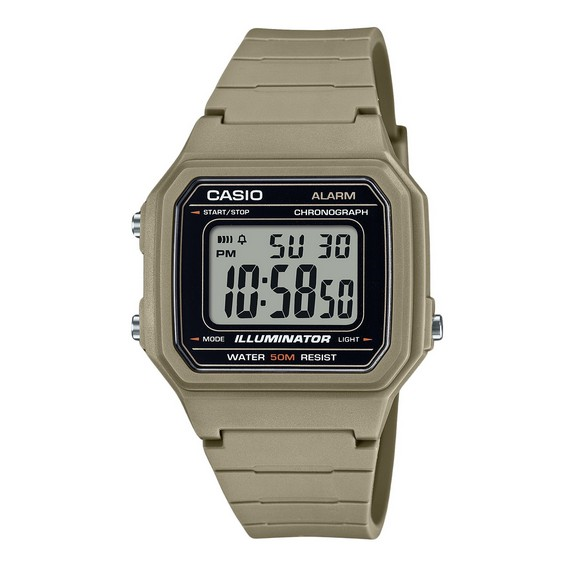 卡西歐青年數位樹脂錶帶石英 W-217H-5AV 男士手錶 zh-CHS