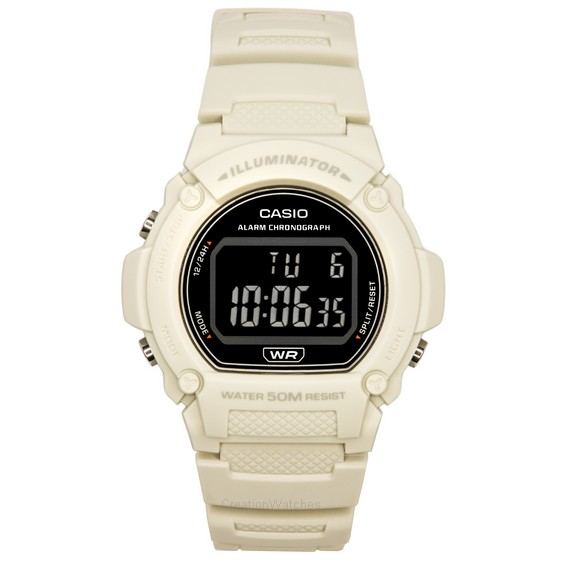 Casio Standard Illuminator Digital White Resin Strap Quartz W-219HC-8B Men's Watch