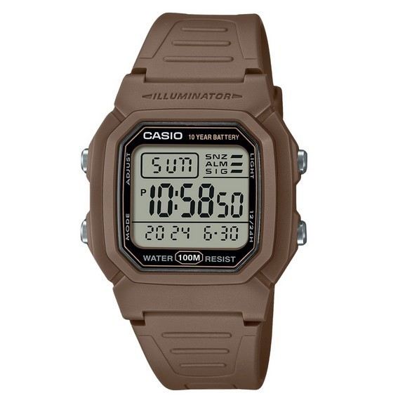 Casio Digital Brown Dual Time Resin Strap Quartz W-800H-5AV 100M Men's Watch