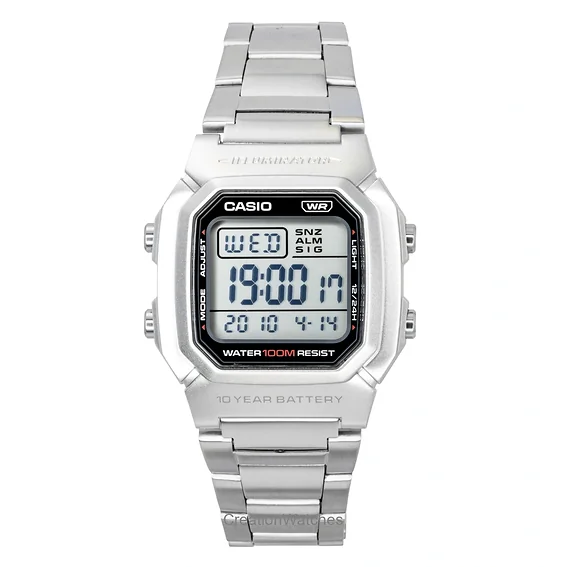 Casio digital stainless steel quartz 100M sports watch