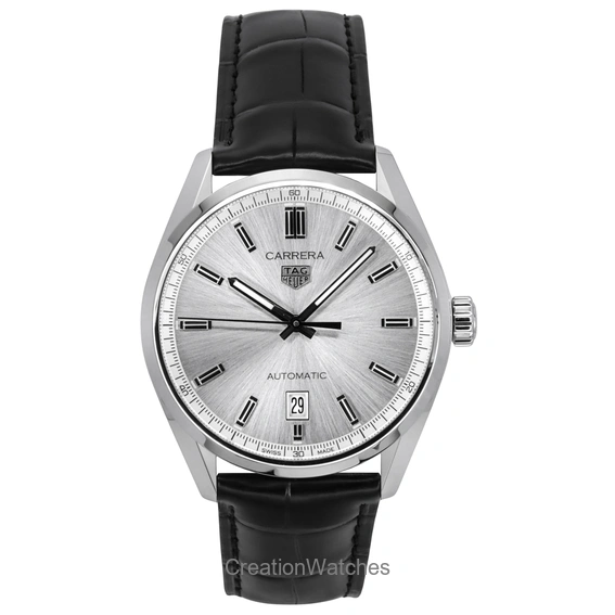 Tag Heuer Carrera Date Leather Strap Grey Dial Automatic WBN2111.FC6505 100M Men's Watch