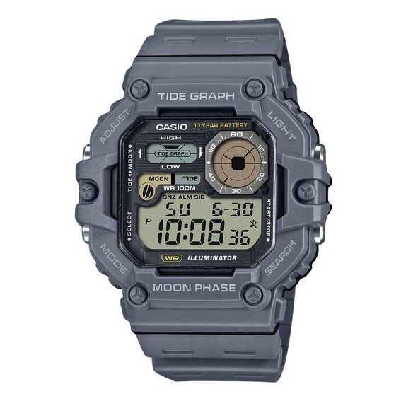 卡西歐標準數位圖月相樹脂錶帶石英 WS-1700H-8AV 100M 男裝手錶 zh-CHS