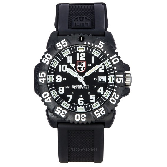 Luminox 原廠海軍密封橡膠錶帶黑色錶盤瑞士石英潛水員 XS.3051.F 200M 男士手錶