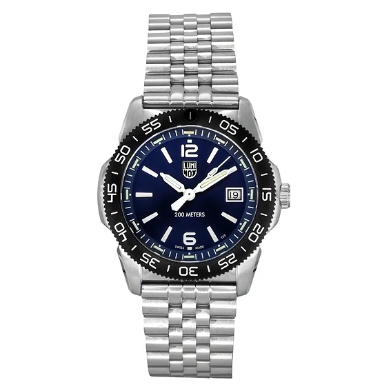 Luminox Pacific Diver Ripple Stainless Steel Blue Dial Quartz XS.3123M.SET 200M Men's Watch With Extra Strap