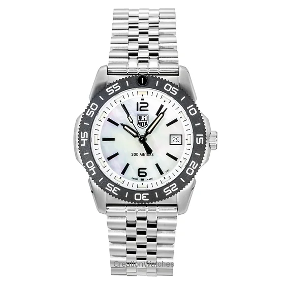 Luminox Pacific Diver Ripple Stainless Steel Mother Of Pearl Dial Quartz XS.3126M.1 200M Men's Watch