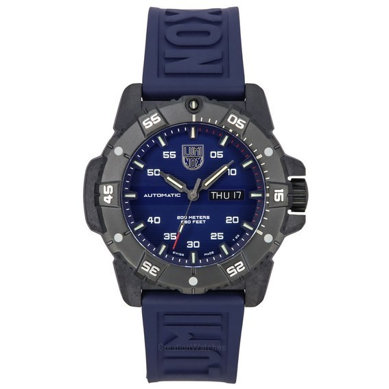 Relógio masculino Luminox Master Carbon SEAL com pulseira de borracha mostrador azul Swiss Automatic Diver XS.3863 200M