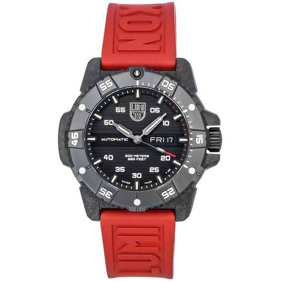 Relógio masculino Luminox Master Carbon Seal com pulseira de borracha mostrador preto Swiss Automatic Diver XS.3875 200M