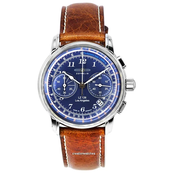 Zeppelin LZ127 Graf 7642-5 – Orologio GMT Quarzo Con Cinturino Pelle Marrone, 42 Mm