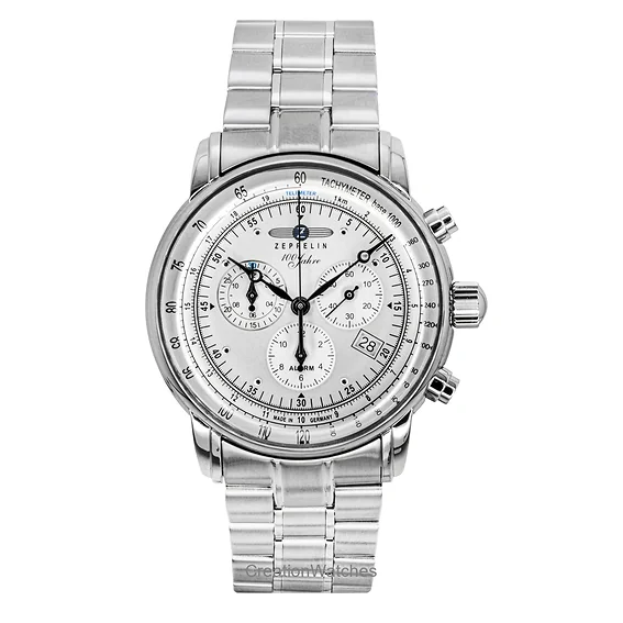 Zeppelin 100 Jahre Chronograph Stainless Steel White Dial Quartz 7680MB1 Men's Watch
