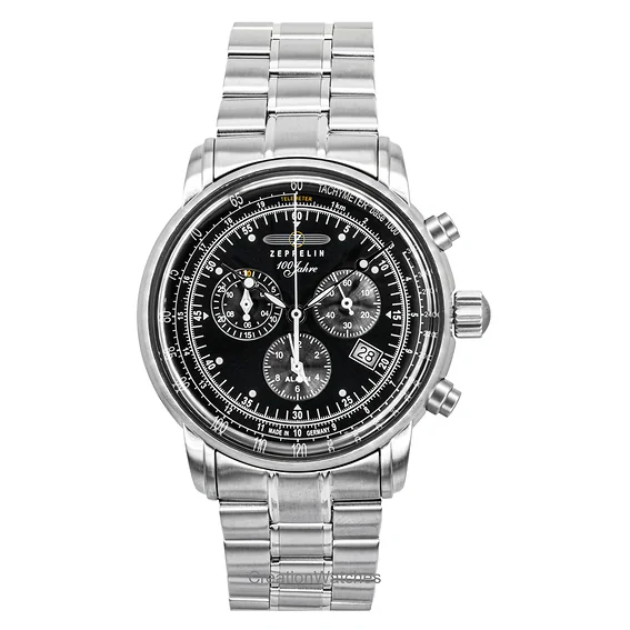 Zeppelin 100 Jahre Chronograph Stainless Steel Black Dial Quartz 7680MB2 Men's Watch