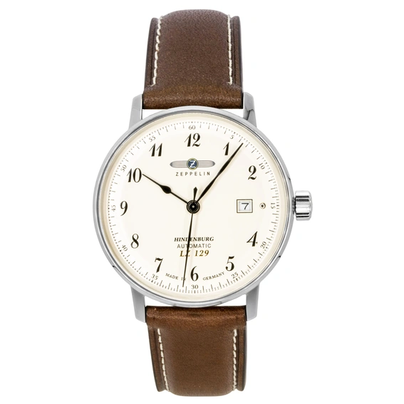Zeppelin LZ129 Hindenburg Leather Strap Beige Dial Automatic 80565 Men's Watch