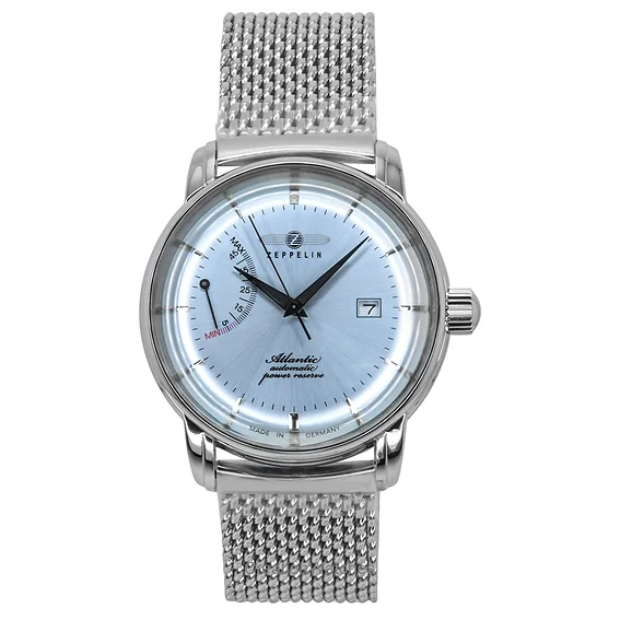 Zeppelin Atlantic Stainless Steel Ice Blue Dial Automatic 8462M6 Men's Watch