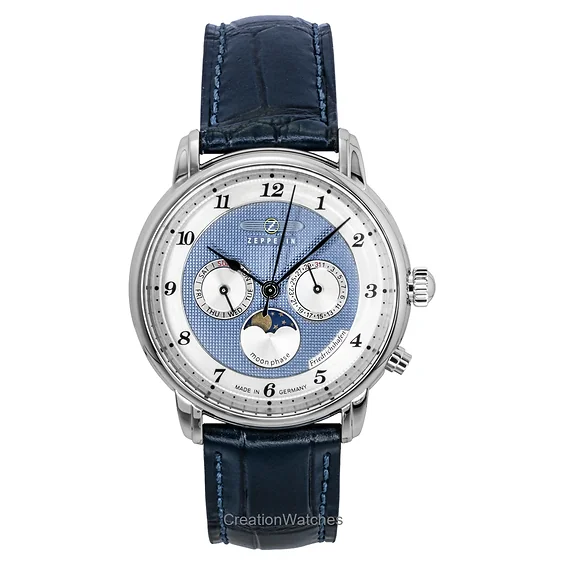 Zeppelin Friedrichshafen Blue Leather Strap Blue Dial Quartz 85363 Men's Watch