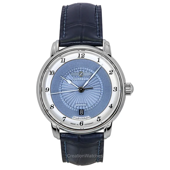 Zeppelin Friedrichshafen Leather Strap Blue Dial Automatic 85563 Women's Watch