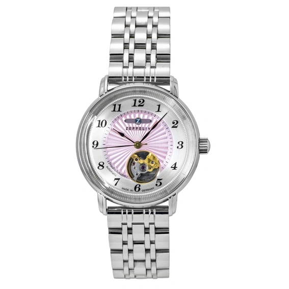 Zeppelin Friedrichshafen Stainless Steel Pink Dial Automatic 8569M5 Women's Watch