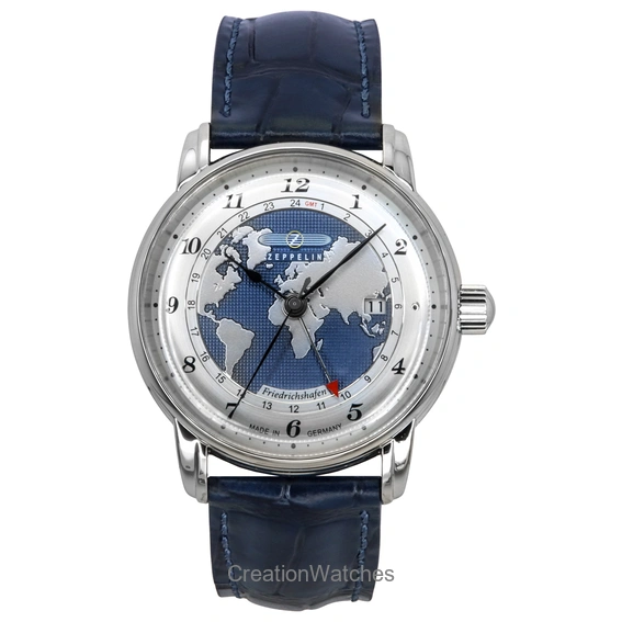 ツェッペリン フリードリヒスハーフェン GMT レザーストラップ ブルー