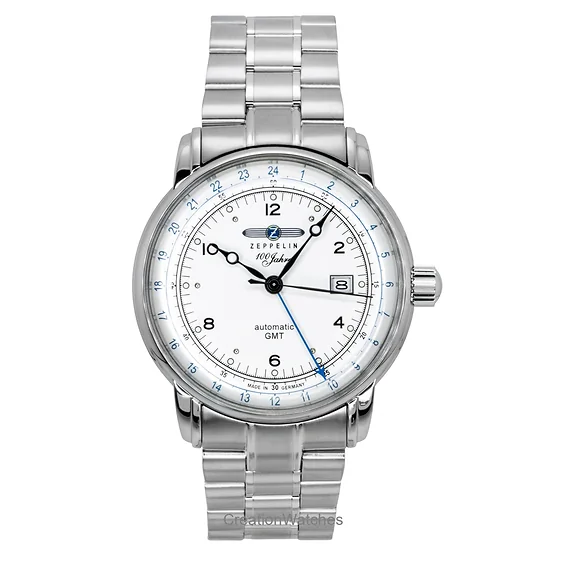 Zeppelin 100 Jahre GMT Stainless Steel Silver Dial Automatic 8666MB1 Men's Watch