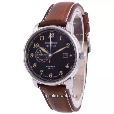 Relógio masculino Zeppelin LZ127 Graf mostrador preto automático 8668-2 86682