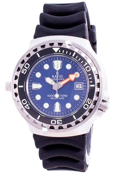 Relação de 2ª geração Free Diver Hélio-Safe Quartz 1038EF102V-BLU-V02 1000M Relógio Masculino