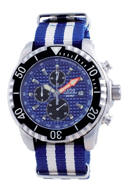 Ratio Free Diver Chronograph Nylon Quartz Diver\'s 48HA90-17-CHR-BLU-var-NATO2 200M Men\'s Watch