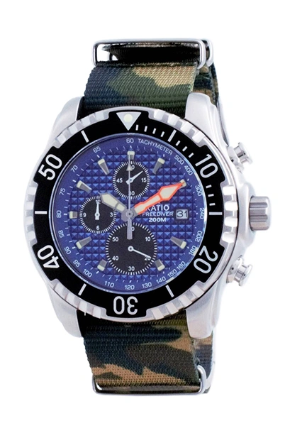 Relógio masculino Ratio Free Diver Cronógrafo Nylon Quartz Diver 48HA90-17-CHR-BLU-var-NATO5 200M