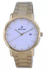 Westar White Dial Gold Tone Stainless Steel Quartz 50243 GPN 101 Men's Watch