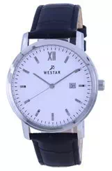 Relógio masculino Westar com mostrador branco pulseira de couro quartzo 50244 STN 101