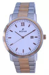 Westar White Dial Two Tone Stainless Steel Quartz 50245 SPN 601 Men's Watch