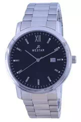 Relógio masculino Westar mostrador preto em aço inoxidável quartzo 50245 STN 103