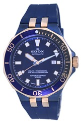 Edox Delfin สีน้ำเงิน dial Automatic Diver's 80110357BURCABUIR 80110 357BUIRCA BUIR 300M นาฬิกาผู้ชาย