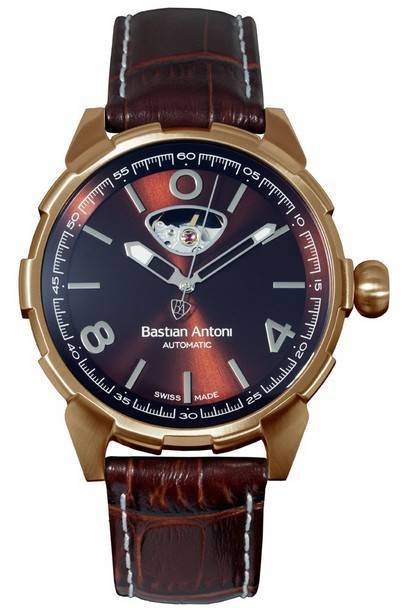 Bastian Antoni Turbulent BA01 Gold Tone Stainless Steel Brown Dial Automatic Men's Watch - 8719326505831