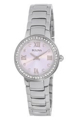 Bulova Crystal Accents สแตนเลสสตีล เงิน dial ควอตซ์ 96L280 Women's Watch