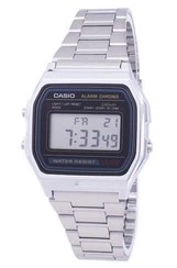 Reloj Casio Digital de acero inoxidable con alarma diaria A158WA-1DF A158WA-1 para hombre
