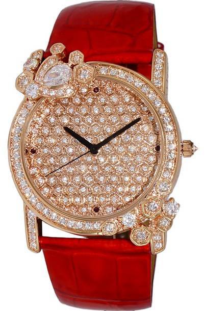 Adee Kaye Royale Collection Crystal Accents Rose Gold Austrian Stone Dial Quartz AK2000-LRG Women\'s Watch